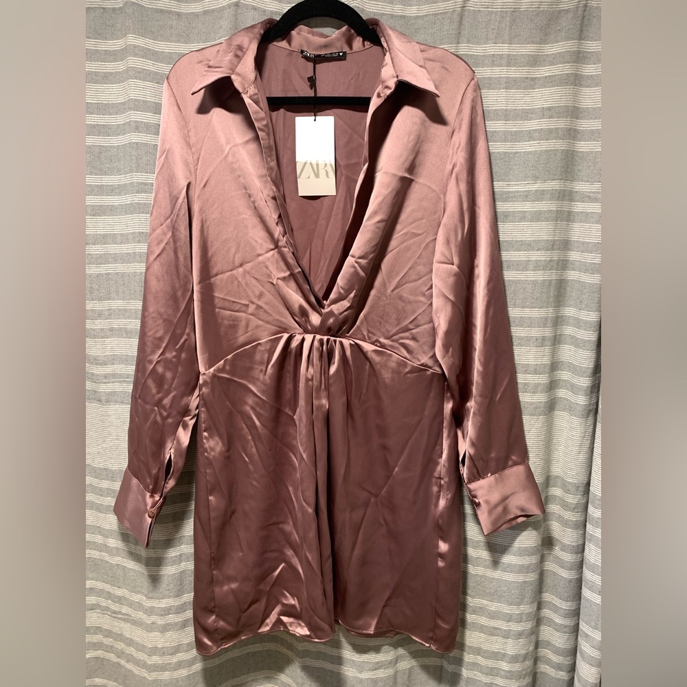 Zara Silk Longsleeve dress NWT women’s L
